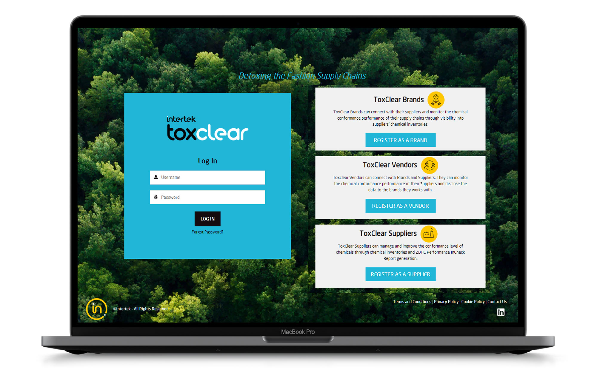 ToxClear log in screen
